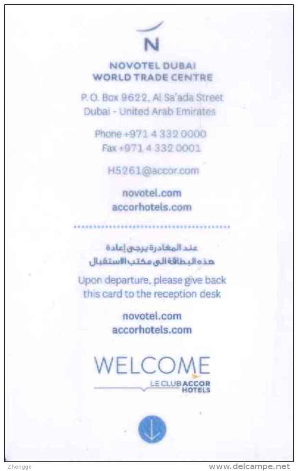 U.A.E Hotel Key, Novotel Hotel & Resorts , Dubai (1pcs)  (1pcs) - United Arab Emirates