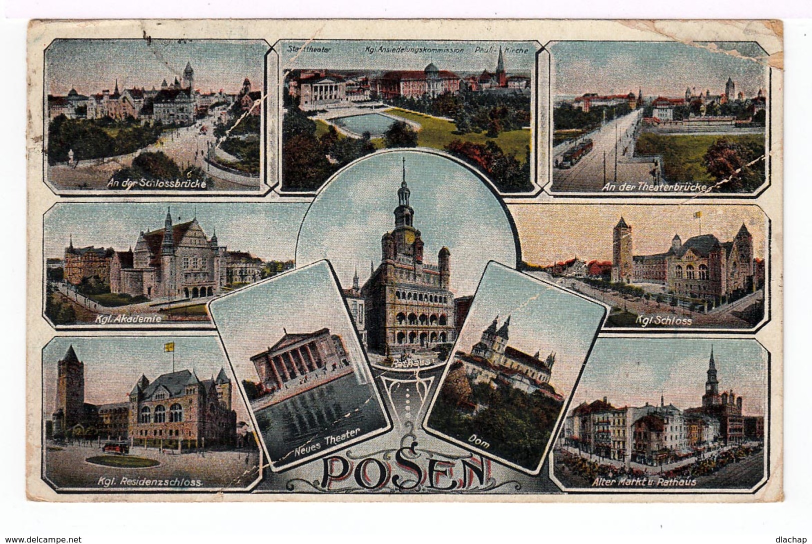 Sur Carte Postale Multivues De Posen Poznan 2 Timbres CAD Poznan. Destination: Leugny: CAD. (1640) - Covers & Documents