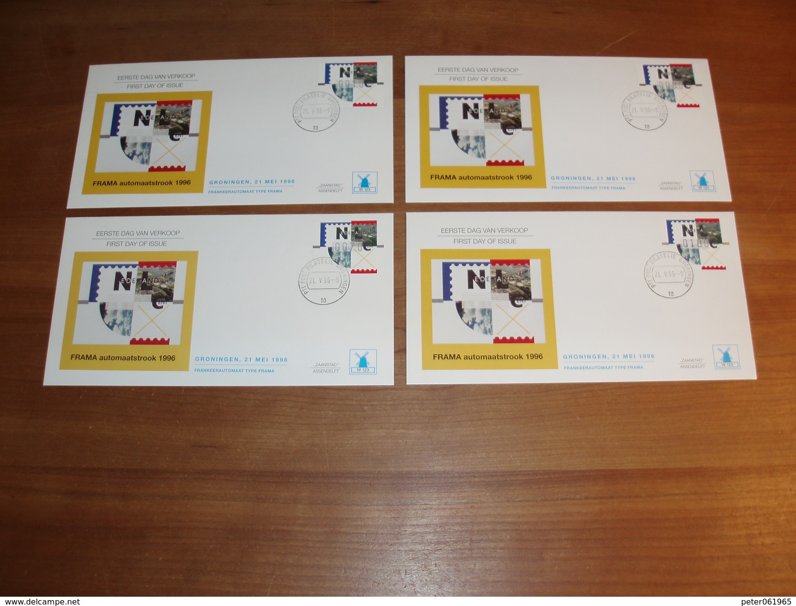 4 X Philato FDC W123 (= 4 Verschillende Waarden) - Blanco / Open Klep - FDC