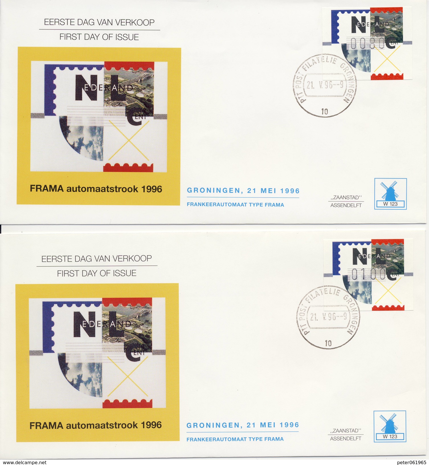 4 X Philato FDC W123 (= 4 Verschillende Waarden) - Blanco / Open Klep - FDC