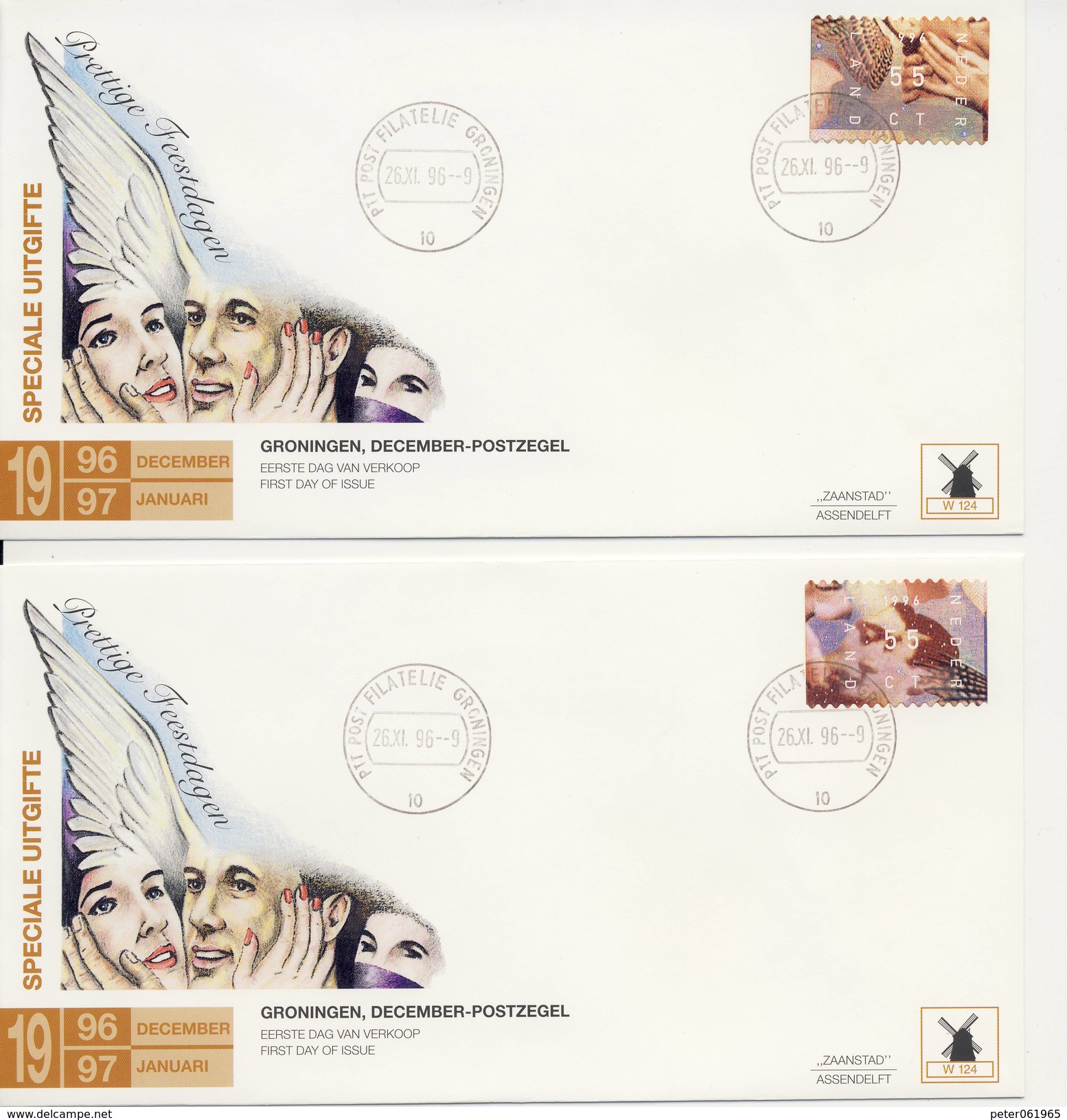 4 X Philato FDC W124 (1 Zegel Per Envelop) - Blanco / Open Klep - FDC