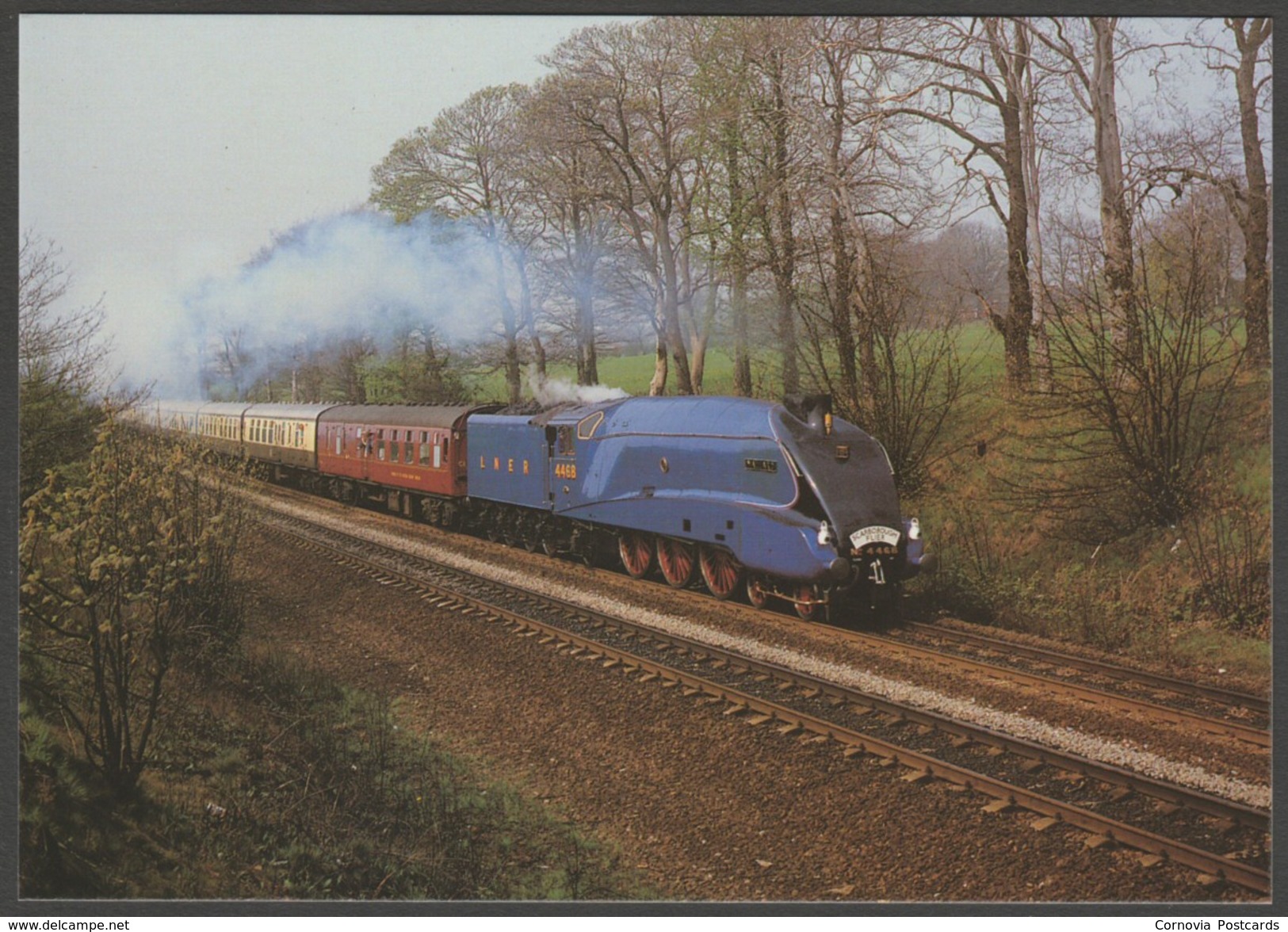 London & North Eastern Railway Locomotive No 4468 'Mallard' - Salmon Postcard - Trains