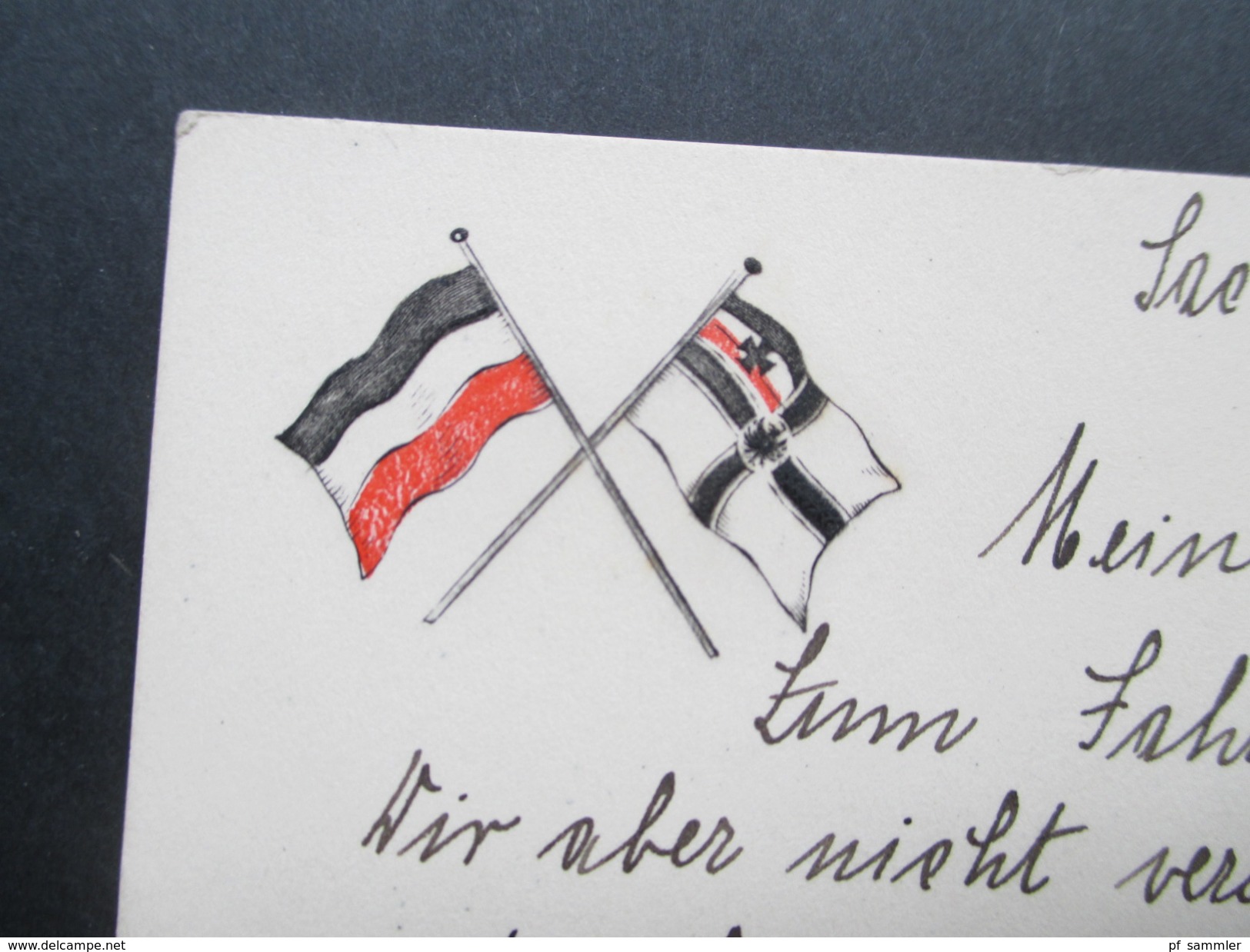 AK 1. WK 1916 Reichskriegsflagge Sachsenhausen. Feldpostkarte Frankiert Mit Germania! - Ausrüstung