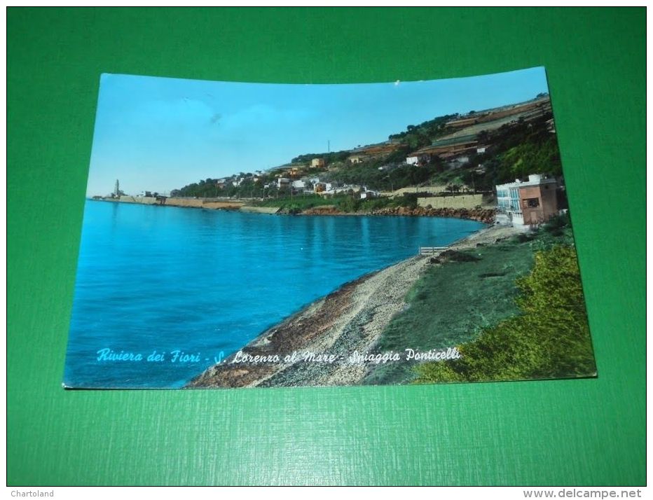 Cartolina S. Lorenzo Al Mare - Spiaggia Ponticelli 1962 - Imperia