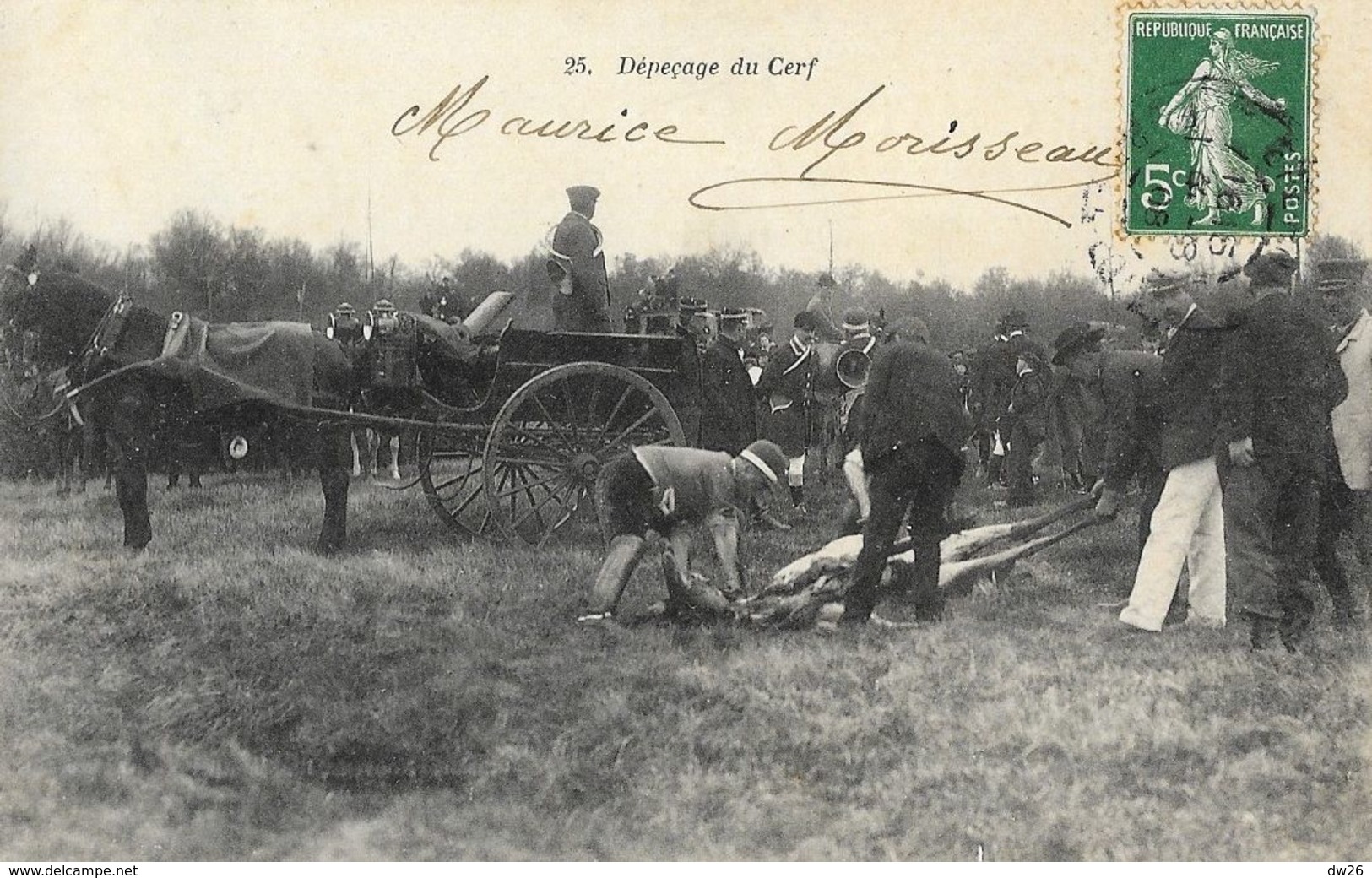 Chasse à Cour: Dépeçage Du Cerf - Librairie Nouvelle, Rambouillet - Carte N° 25 - Chasse