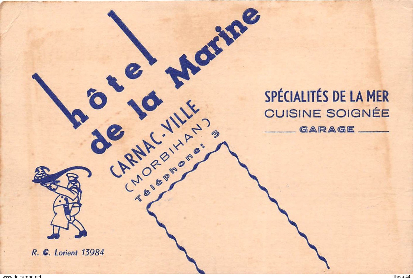 CARNAC  - Carte De Visite De L'Hôtel De La Marine - Cartes De Visite