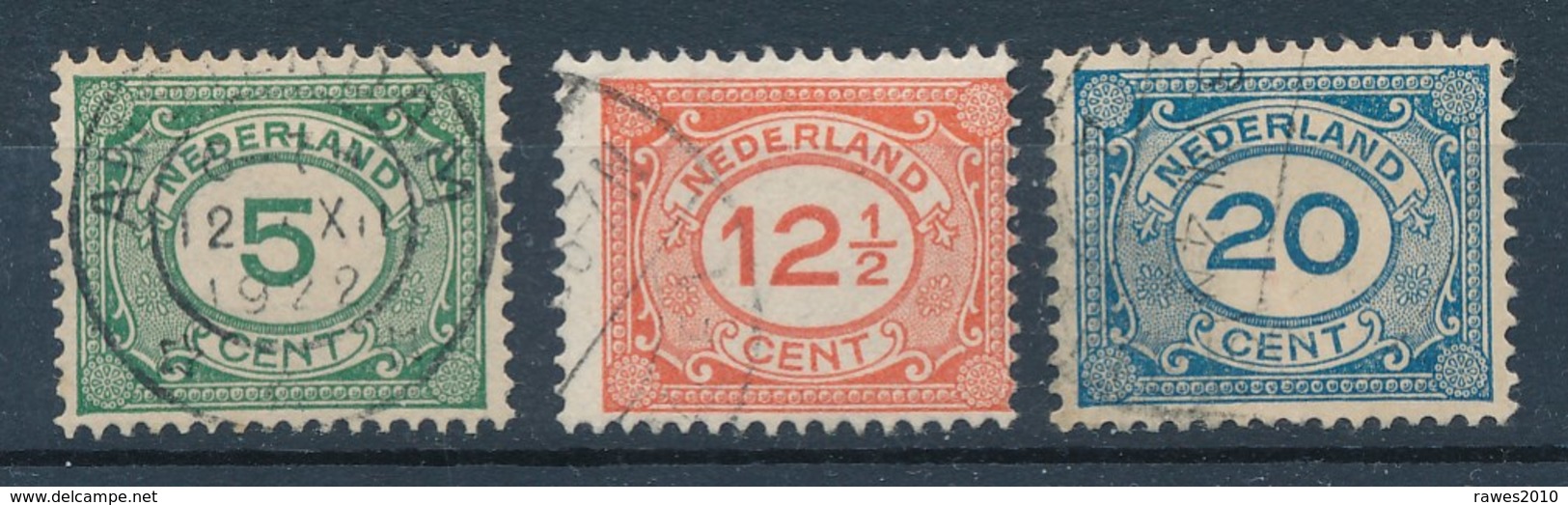 Niederlande 1921 Mi. 107 + 108 + 109 Gest. Ziffer - Gebraucht