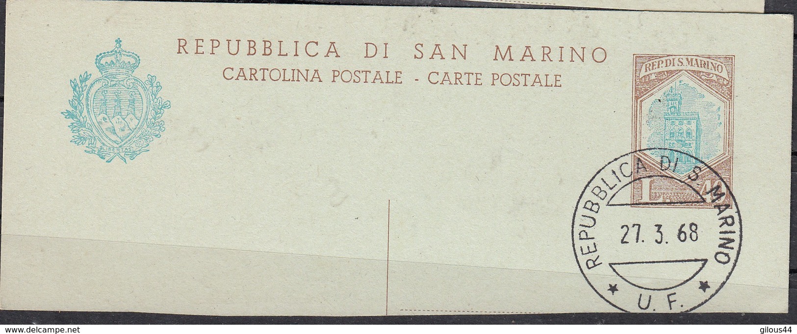 San Marin   Fragment Entier Postaux 1968 - Entiers Postaux