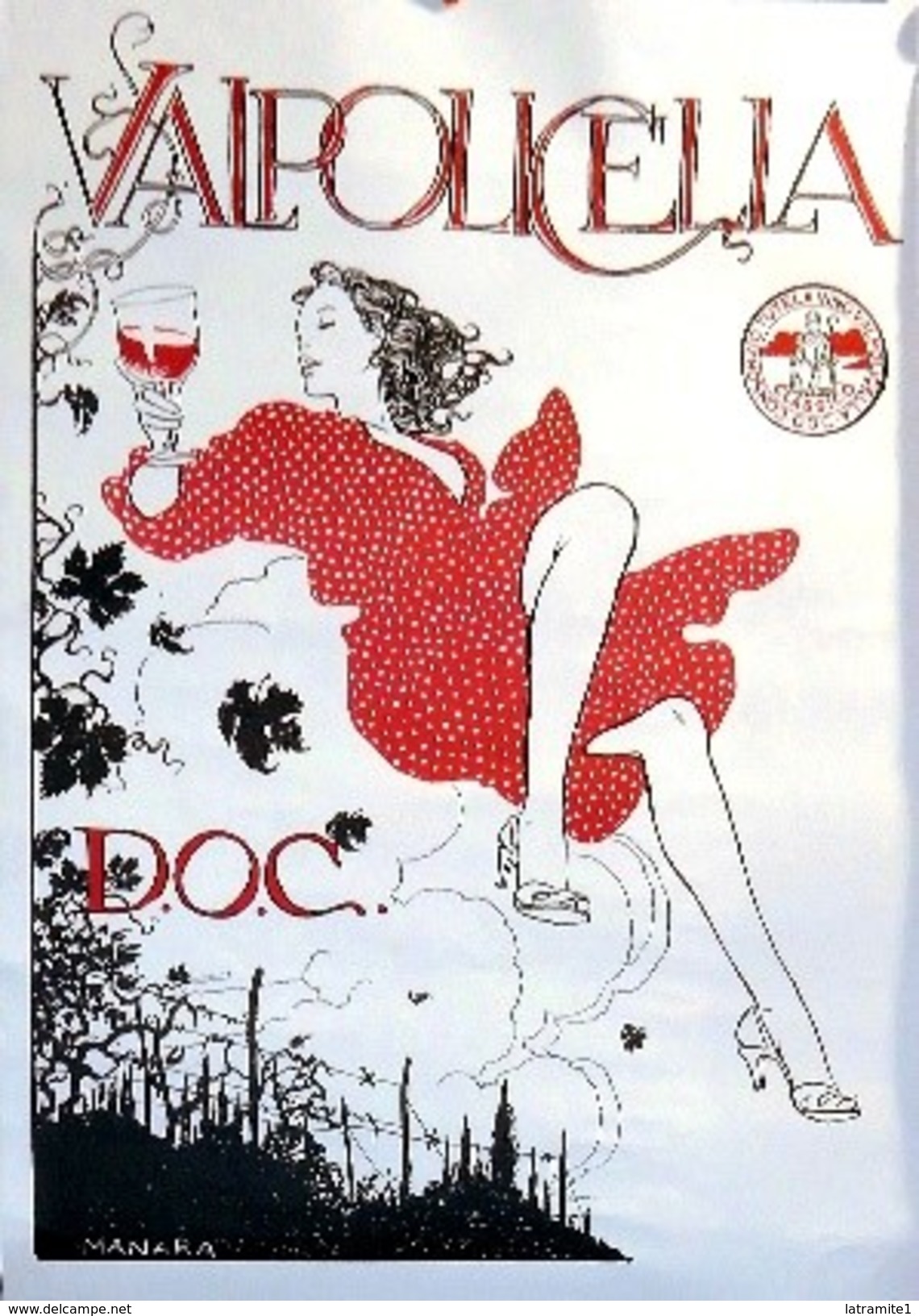 MANIFESTO PUBBLICITARIO VALPOLICELLA DOC Illustratore MILO MANARA - Manifesti