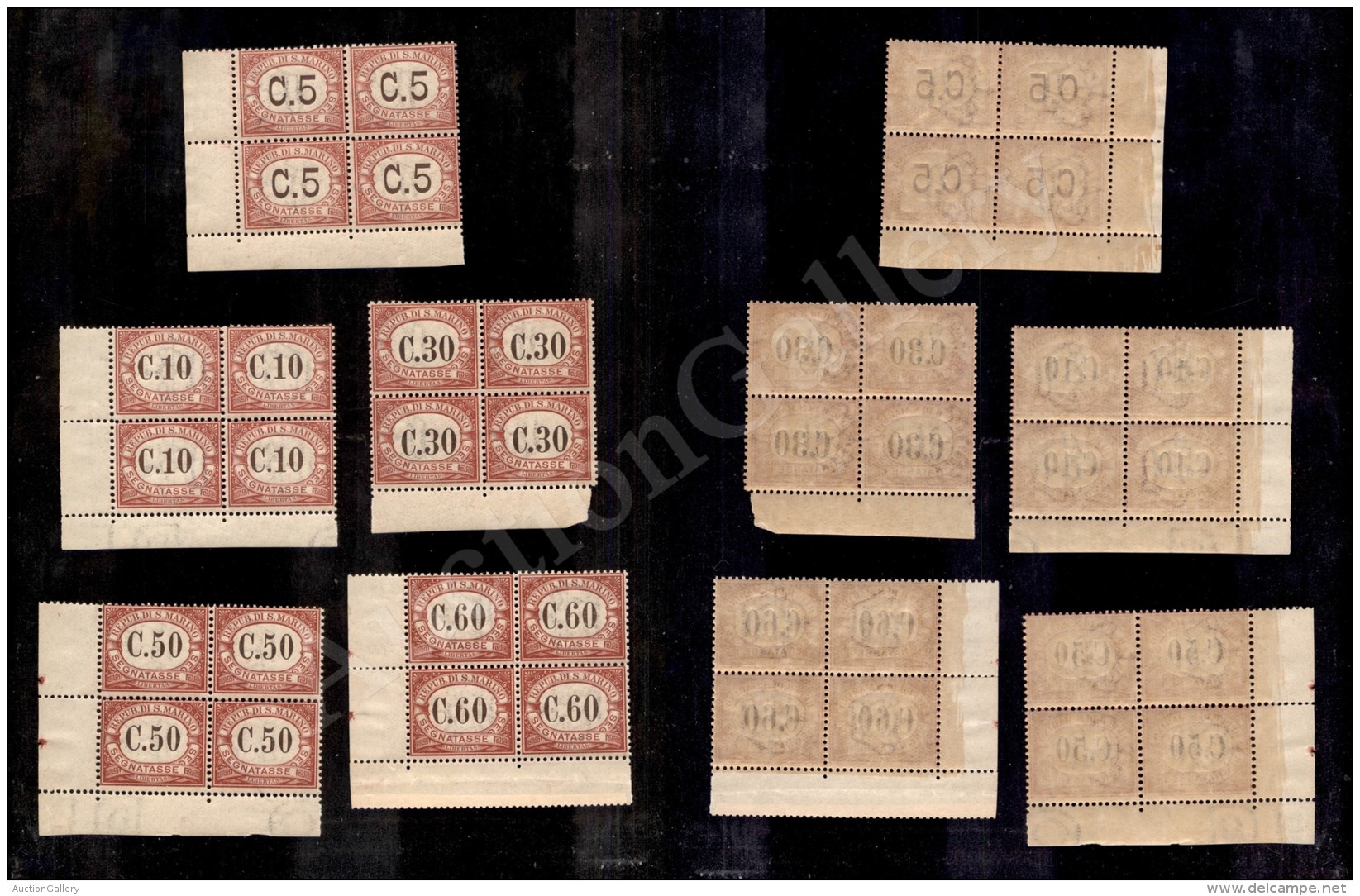 1924 - Segnatasse (10/14) - 5 Valori In Quartine Nuove Con Gomma Integra (900+) - Sonstige & Ohne Zuordnung