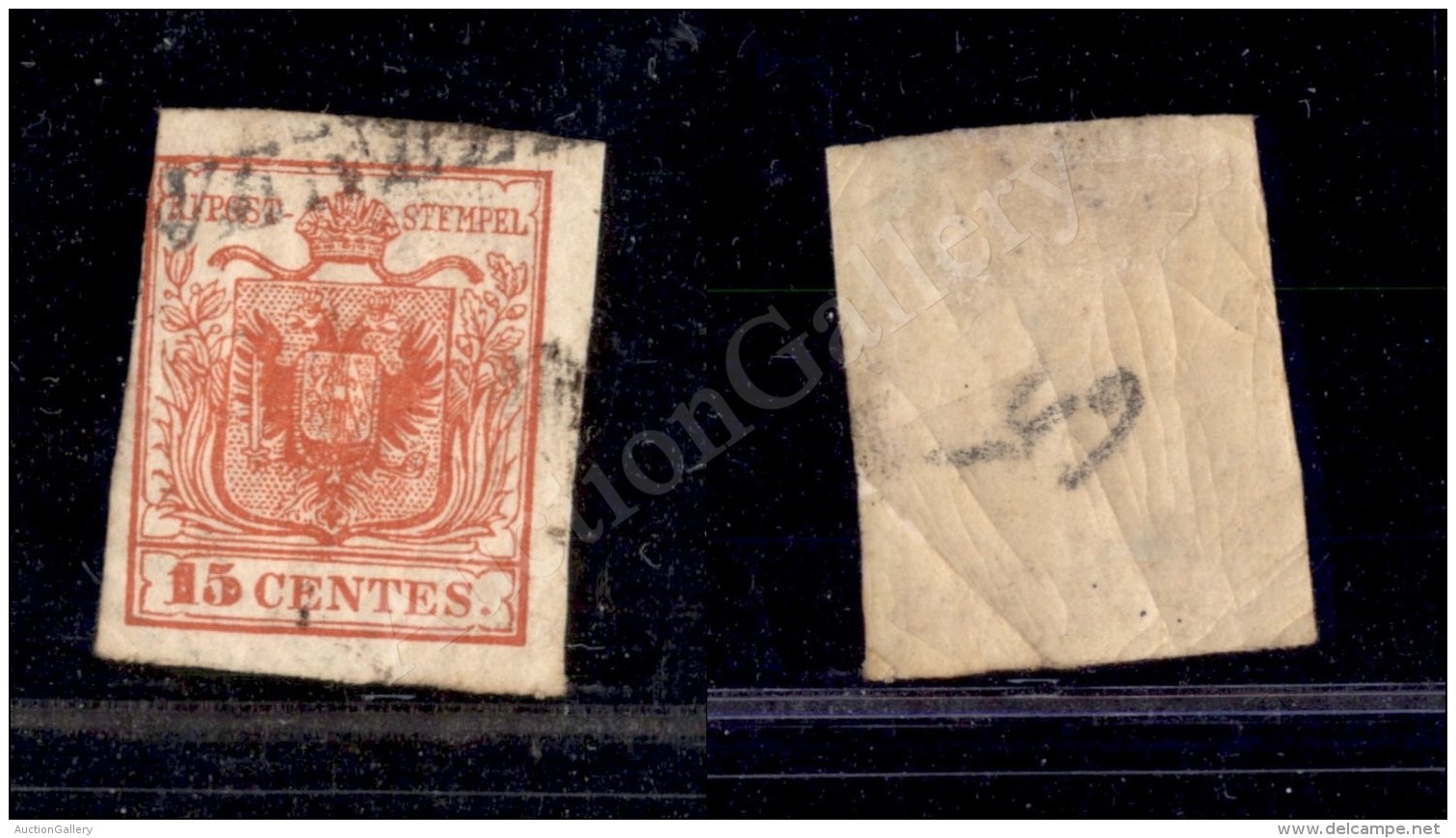 1850 - 15 Cent (3a - Prima Tiratura) Appena Toccato In Alto A Sinistra - Con Annullo Venezia (lineare Inclinato... - Autres & Non Classés