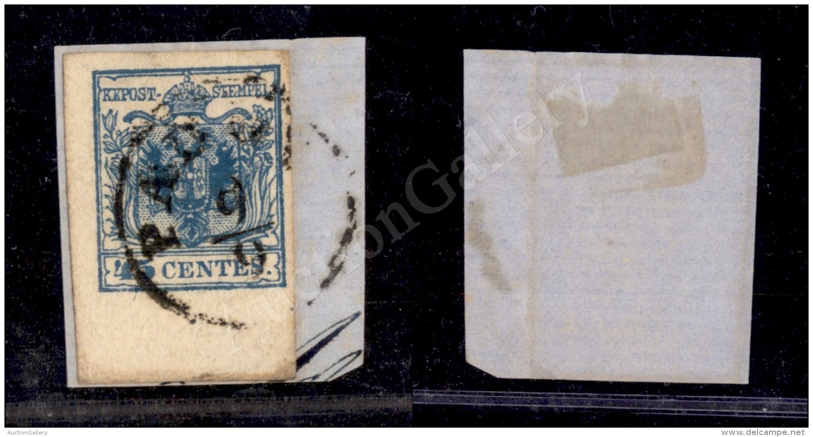 1856 - 45 Cent (22 - Carta A Macchina) Bordo/angolo Di Foglio Su Frammento Da Padova - Molto Bello - Otros & Sin Clasificación