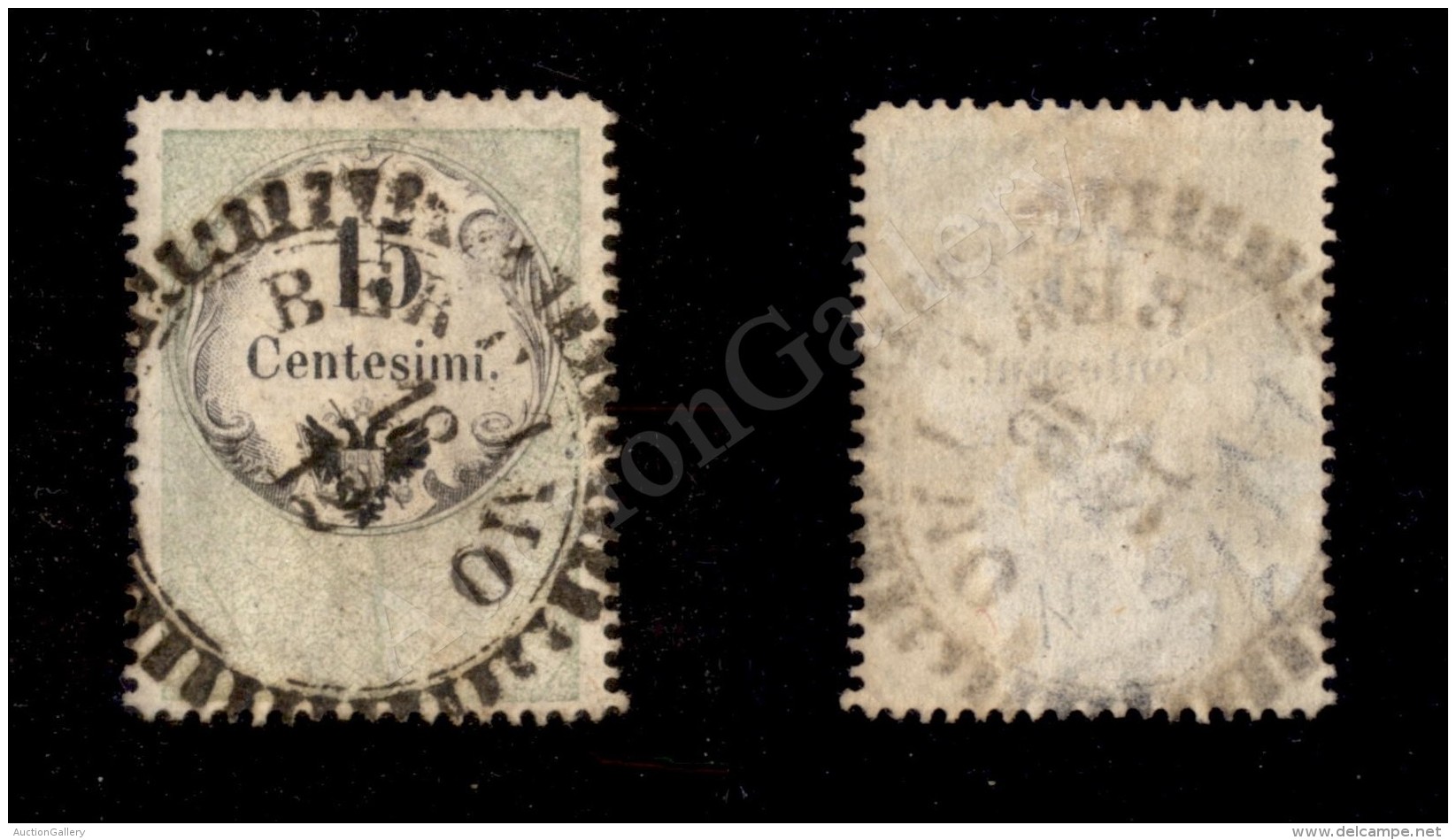 1854 - 15 Cent Marca Da Bollo (3) Usato A Bergamo (punti 13) - Molto Bello E Raro - Altri & Non Classificati