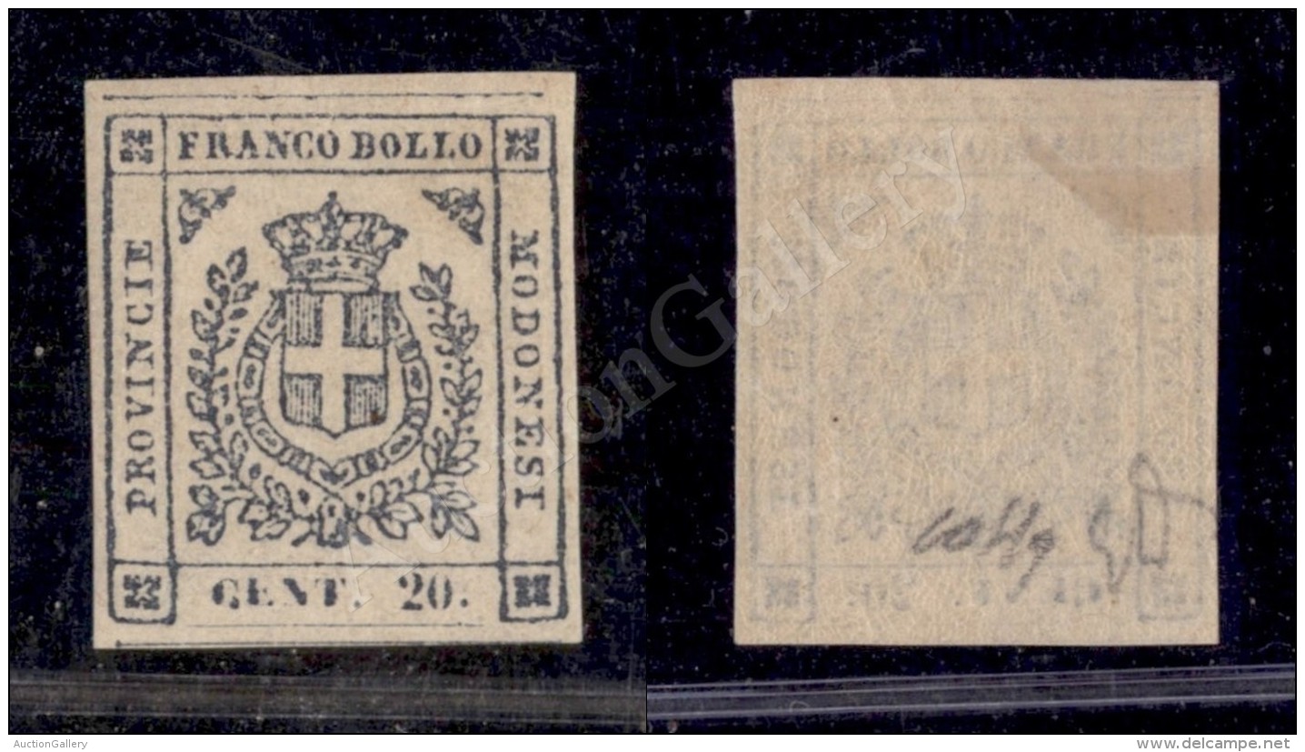 1859 - 20 Cent Ardesia Violaceo (15) Nuovo Con Gomma - Molto Bello - Diena + Cert. Colla (4.500) - Autres & Non Classés