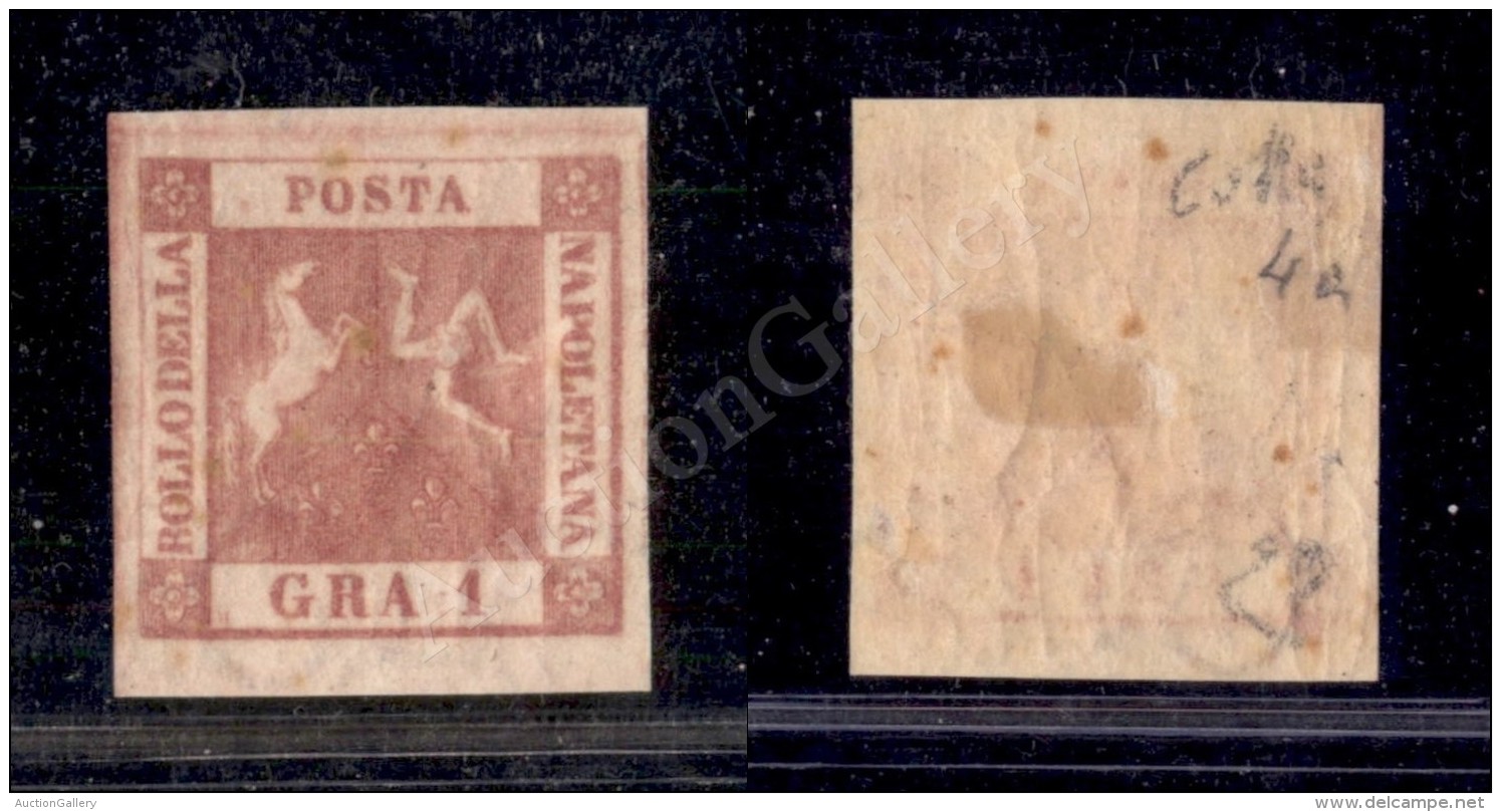 1858 - 1 Grano Carminio (4a - Seconda Tavola) Nuovo Con Gomma - Molto Bello - Diena + Colla (1.650) - Otros & Sin Clasificación