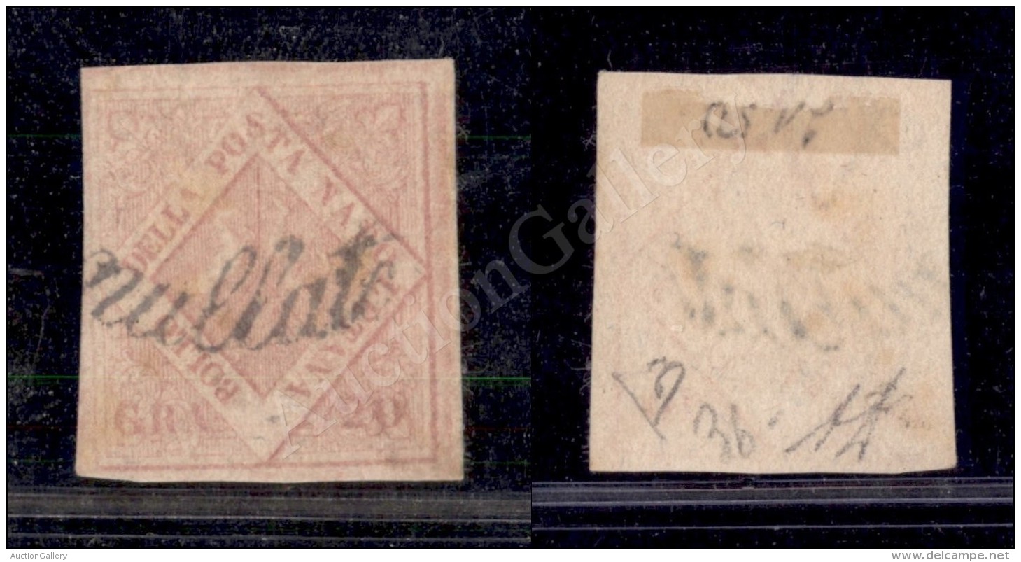 1859 - 20 Grana Rosa Carminio (13a - Seconda Tavola) - Annullato A Svolazzo - Bello - Diena (3.000) - Other & Unclassified