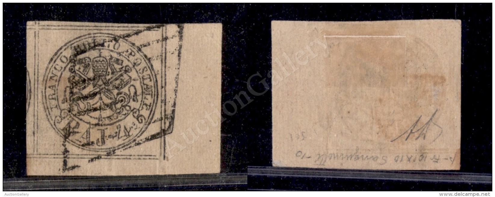 1852 - 4 Bai Bruno Rosaceo (5a - Inchiostro Grigio) Angolo Di Foglio Con Otto Filetti - Molto Bello - Diena - Otros & Sin Clasificación