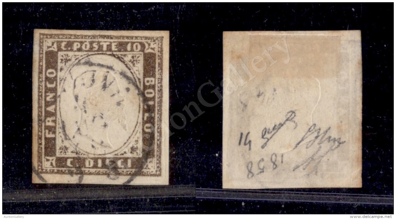 1858 - 10 Cent Terra D&rsquo;ombra Chiaro (14a) - Oliva + Diena (850) - Other & Unclassified