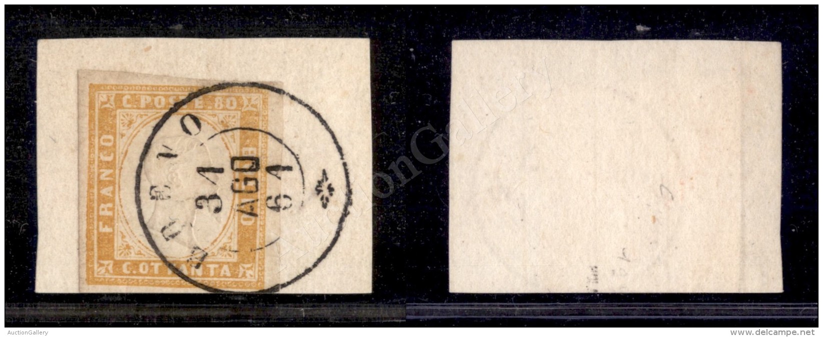 1860 - 80 Cent Giallo Arancio Chiaro (17B) Su Frammento Da Breno 31.8.61 (900) - Autres & Non Classés
