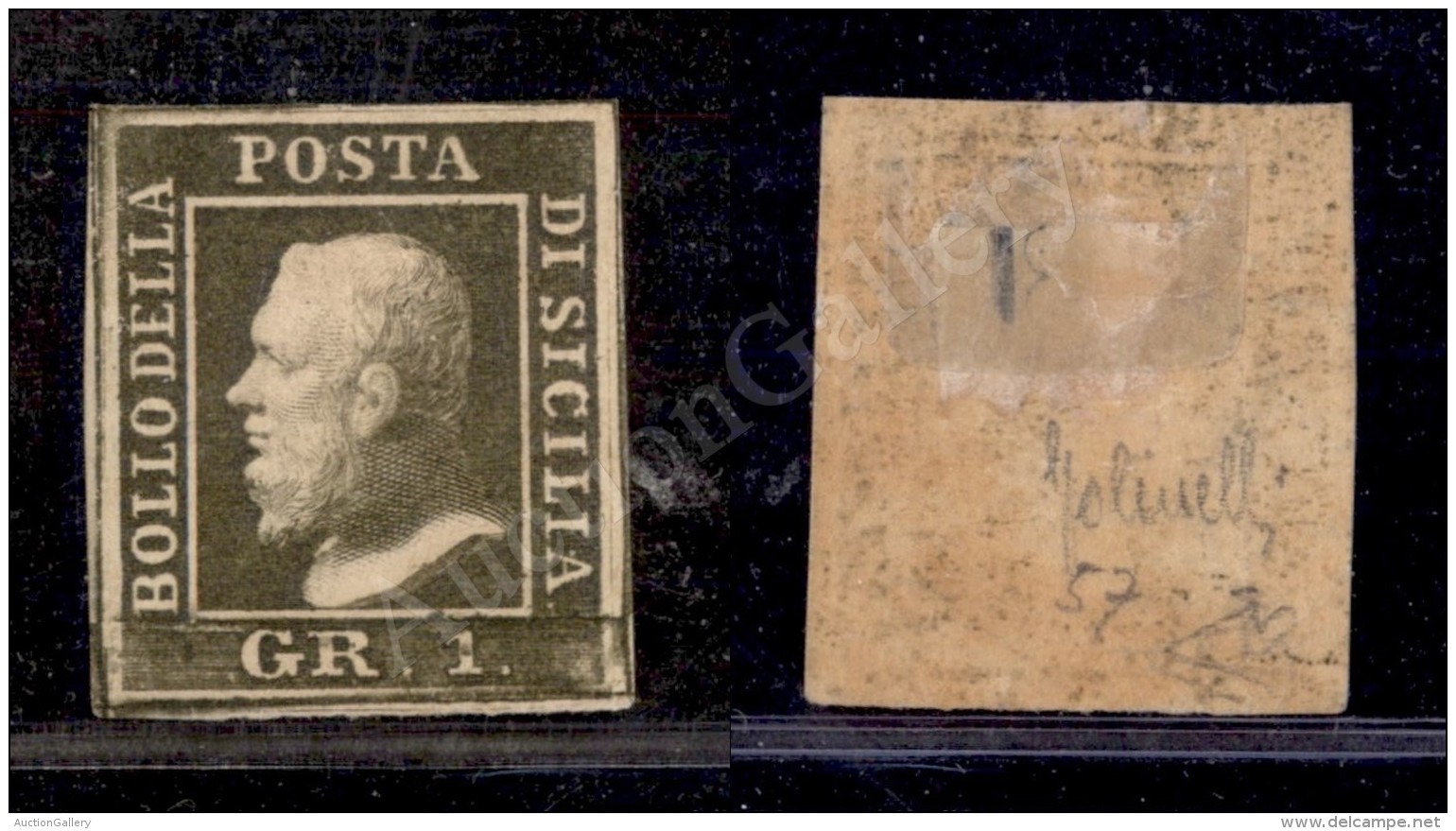 1859 - 1 Grano Verde Oliva (5a - Carta Di Napoi) Nuovo Con Gomma - Molto Bello - Golinelli + Diena (6.500) - Other & Unclassified