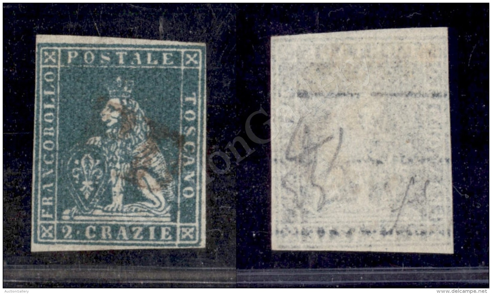 1851 - 2 Crazie Azzurro Verdastro (5e) Ben Marginato - PD Annullatore - Fiecchi (250) - Other & Unclassified