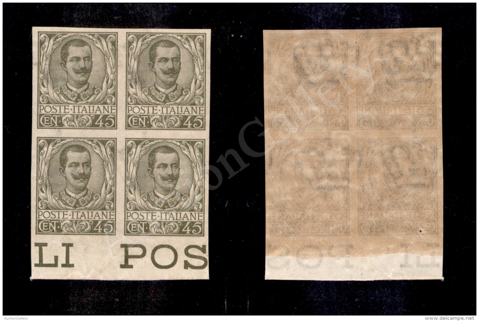 1901 - 45 Cent Floreale (75g) - Quartina Bordo Foglio Non Dentellata Nuova Con Gomma - I Due Inferiori Nuovi Con... - Other & Unclassified