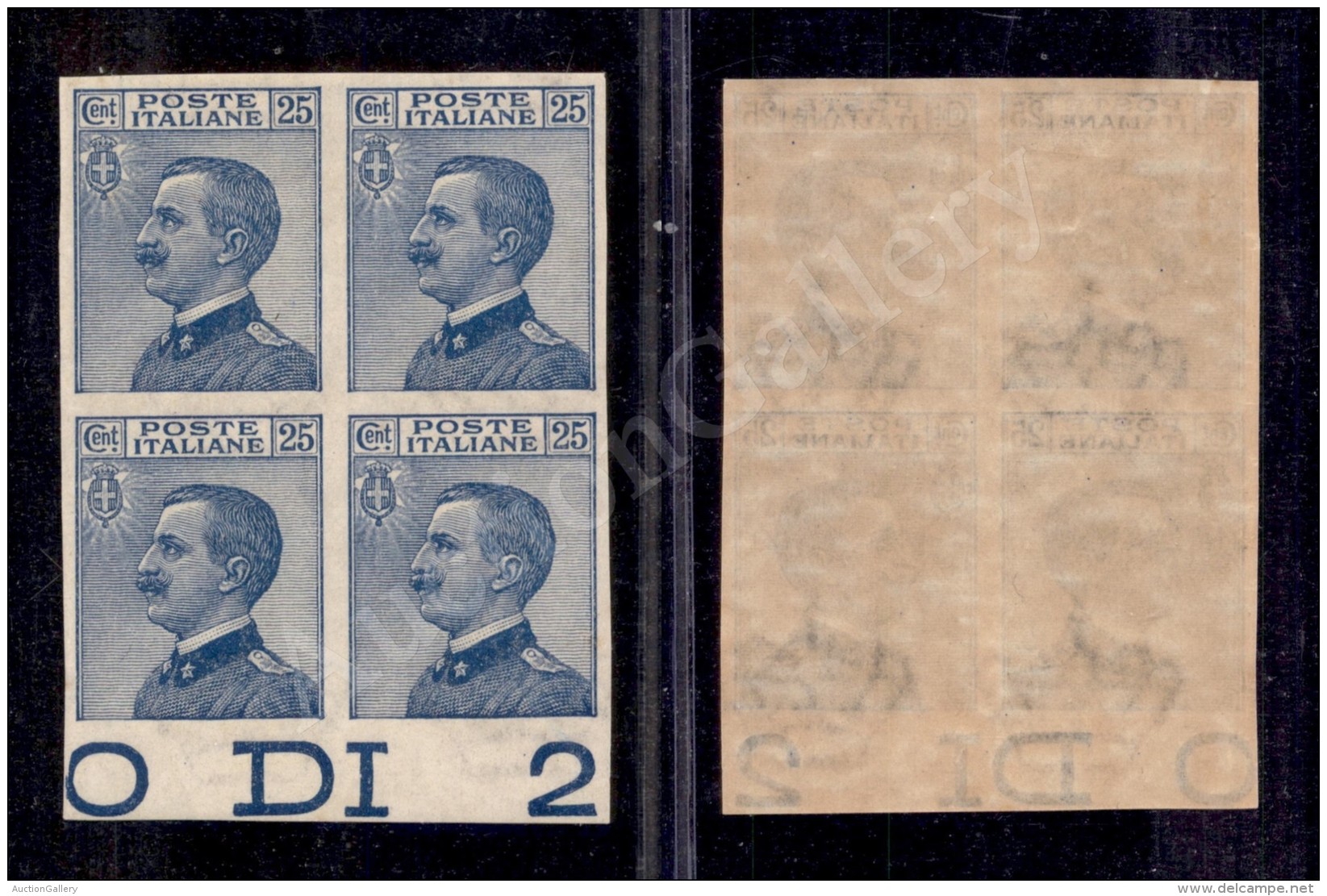 1908 - 25 Cent Michetti (83e) - Quartina Bordo Foglio Non Dentellata - Tre Pezzi Gomma Integra - Molto Bella (495+) - Andere & Zonder Classificatie