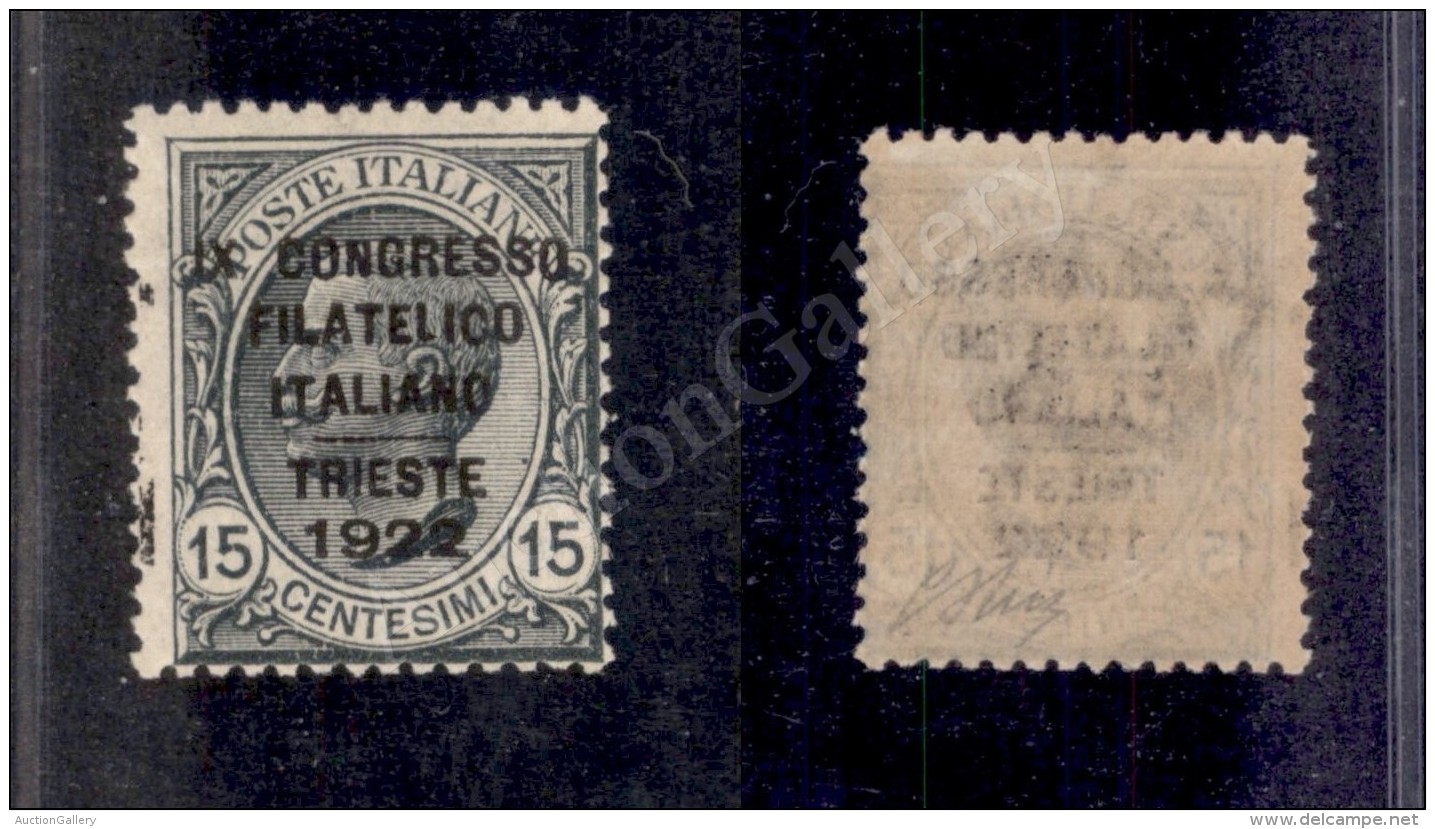 1922 - 15 Cent Congresso (124b) Con Tratti Di Spazio Tipografico Sulla Dentellatura Sinistra - Nuovo Con Gomma... - Other & Unclassified