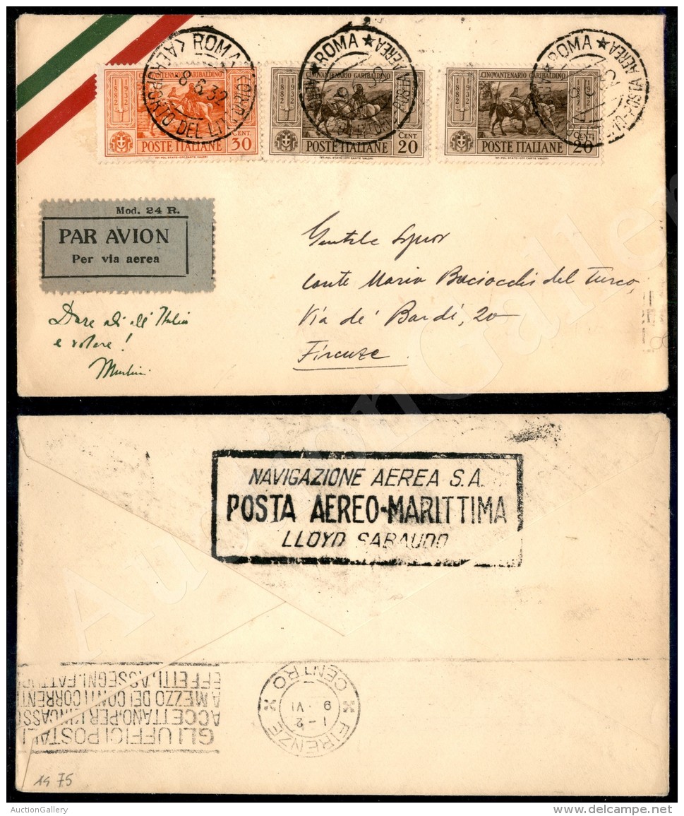 Roma Firenze (8 Giugno 1932) - Aerogramma Bayer Del Volo (316 + 316 + 318) - Other & Unclassified