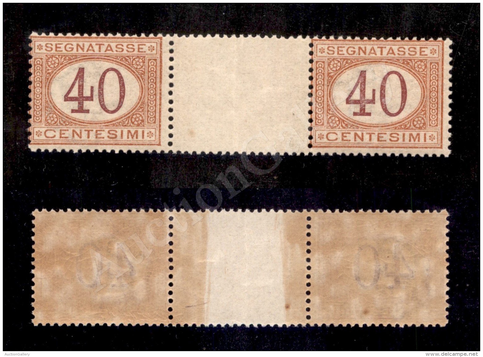 1890 - 40 Cent (24 Segnatasse) - Coppia Orizzontale - Interspazio Di Gruppo Al Centro - Nuova Con Gomma Integra... - Sonstige & Ohne Zuordnung