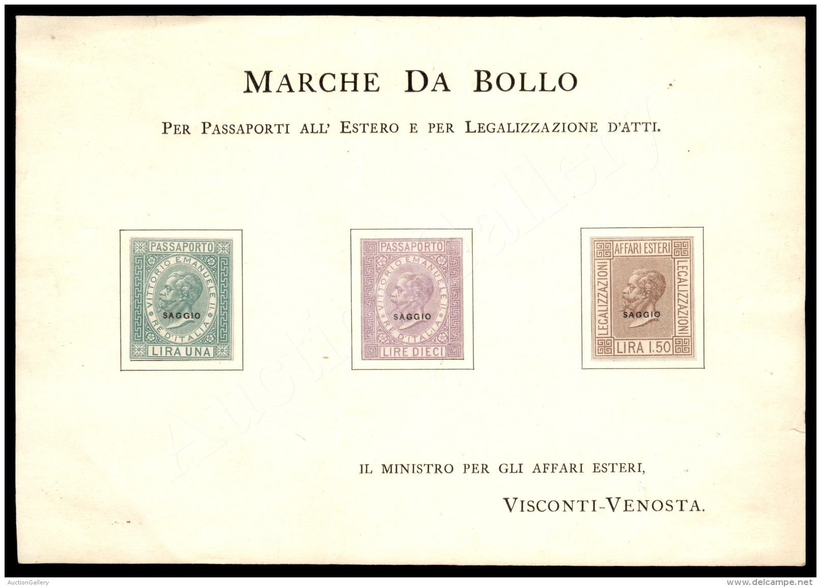 Marche Da Bollo - Passaporto/Affari Esteri - Foglietto Visconti Venona Con I Tre Saggi - Other & Unclassified