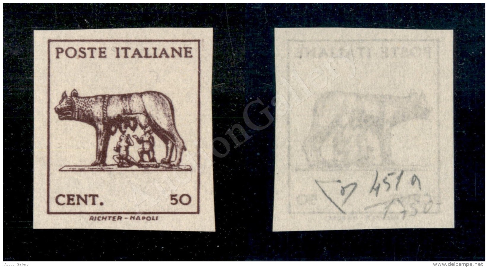 1944 - 50 Cent (515Ah) Non Dentellato Senza Fondo Di Sicurezza (120) - Other & Unclassified