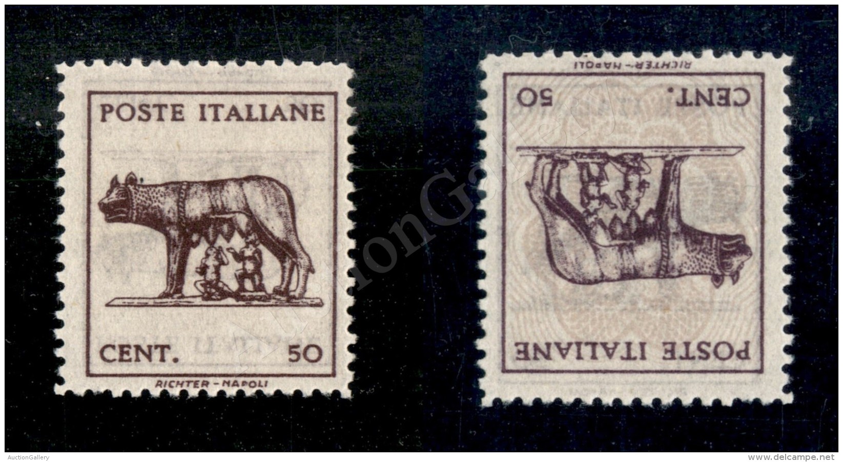 1944 - 50 Cent (515An) Con Stampa Recto Verso (capovolta) Senza Fondo Di Sicurezza (130) - Sonstige & Ohne Zuordnung
