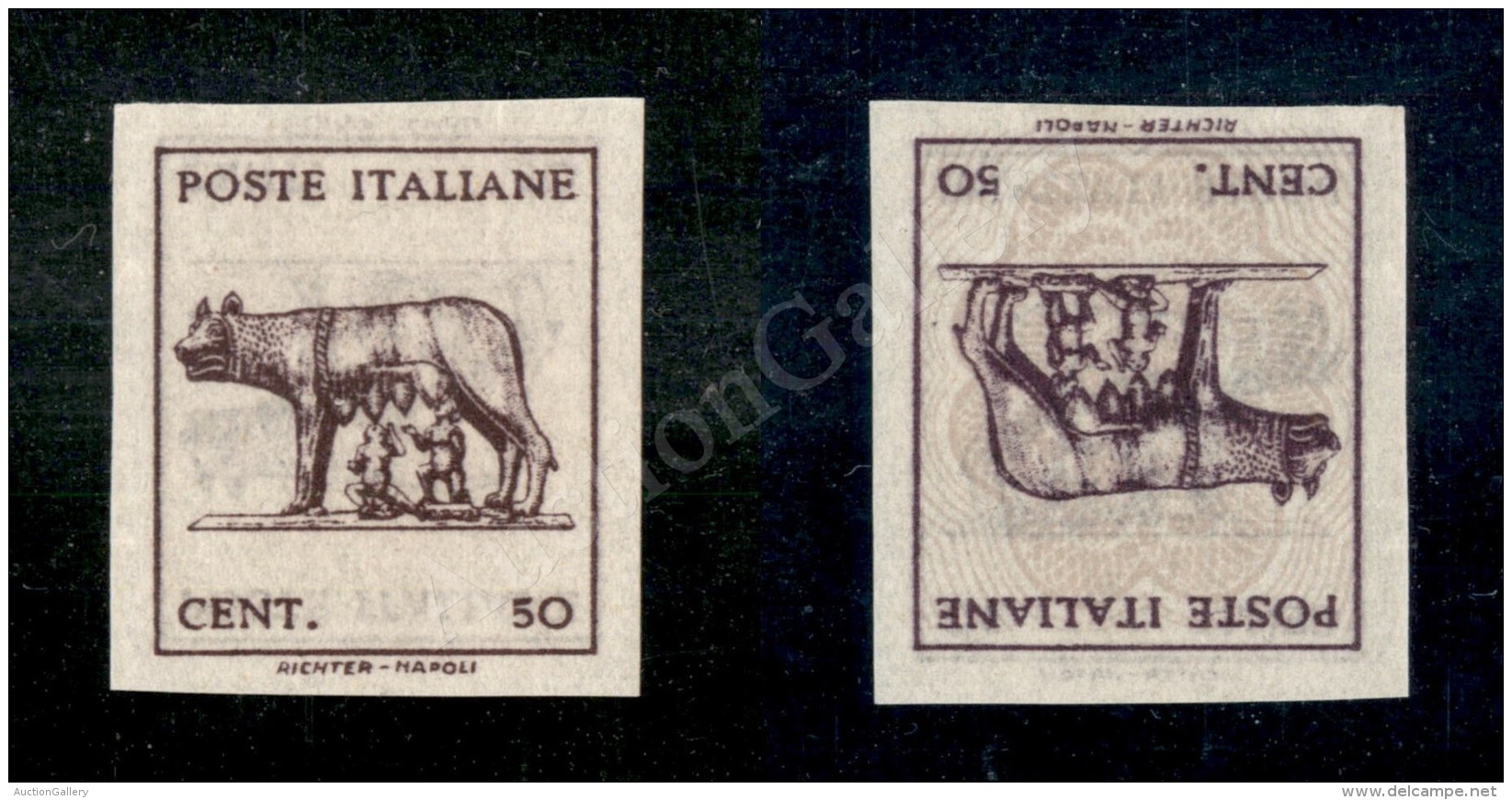 1944 - 50 Cent (515An) Con Stampa Recto Verso (capovolta) Non Dentellato (180) - Andere & Zonder Classificatie