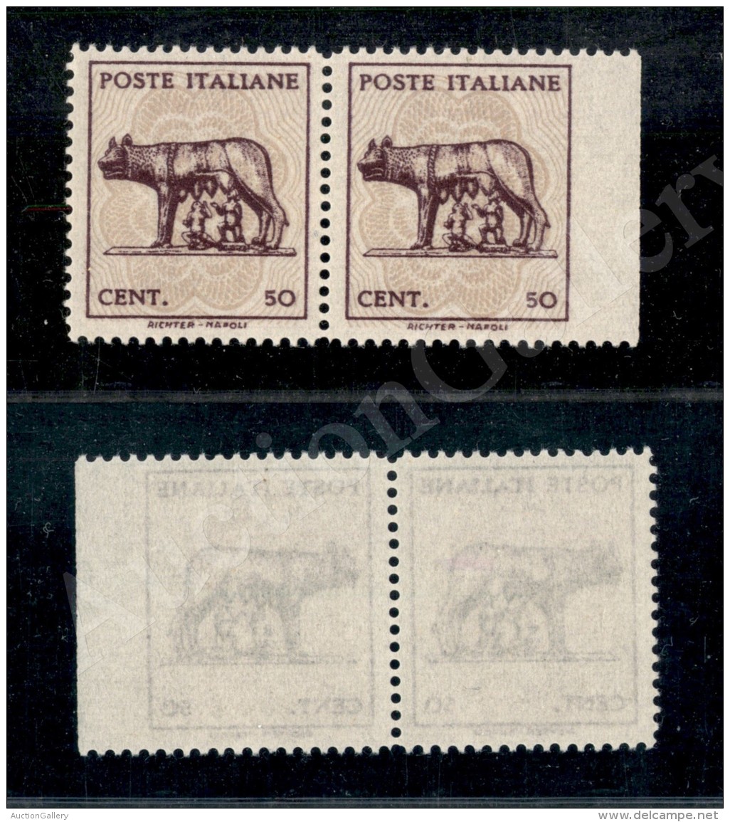 1944 - Coppia Del 50 Cent (515A + 515 Ay) Con Pezzo Di Destra Non Dentellato (120+) - Andere & Zonder Classificatie