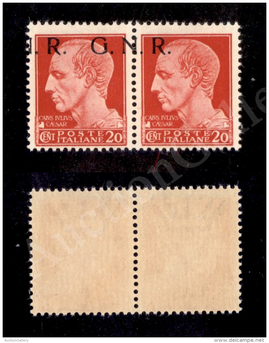 1943 - GNR Brescia - Coppia Del 20 Cent (473/Iia) Con Soprastampa Spostata In Alto E A Cavallo Della Dentellatura -... - Sonstige & Ohne Zuordnung