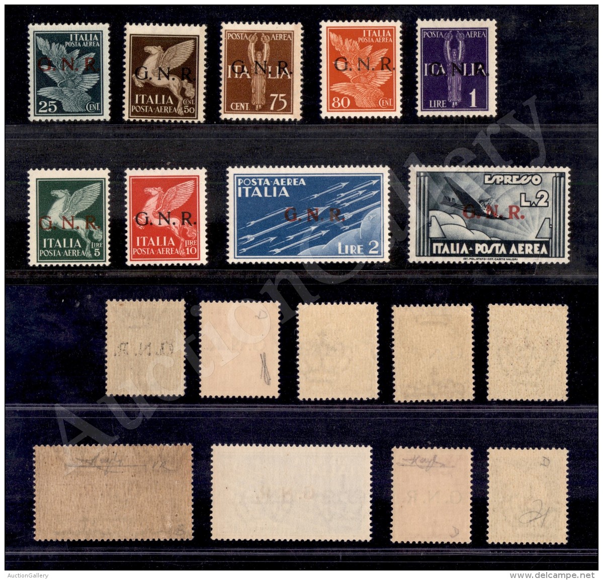 1944 - GNR Verona - Posta Aerea (117/125) - Serie Completa - 9 Valori Nuovi Con Gomma Integra - Cert. Raybaudi... - Autres & Non Classés