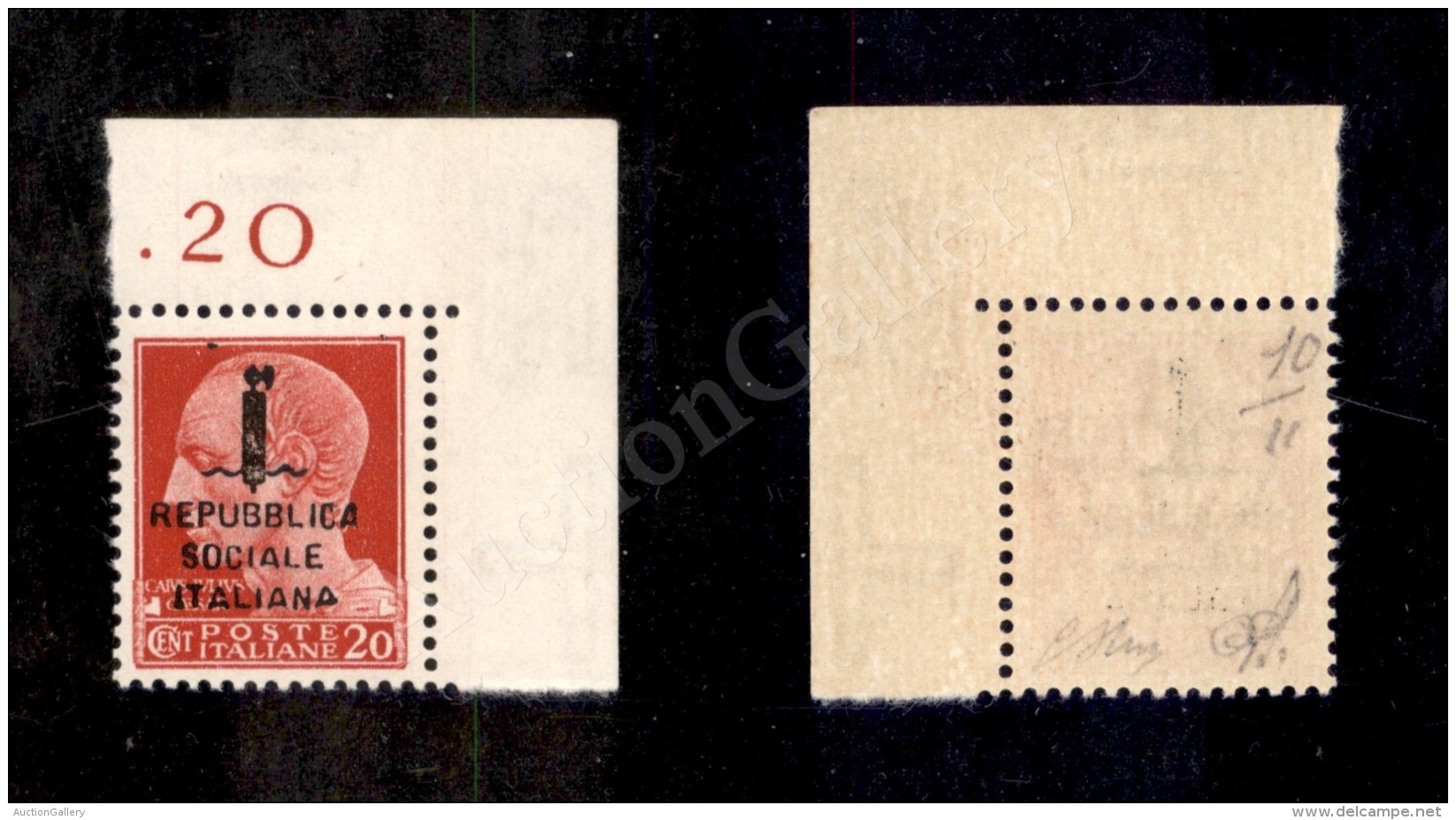 1944 - 20 Cent (495/A) Angolo Di Foglio Nuovo Con Gomma Integra - Oliva (1.000+) - Autres & Non Classés