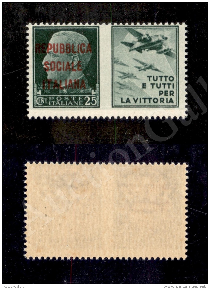 1944 - 25 Cent Aviazione (27B - Propaganda) Con Soprastampa M - Nuovo Con Gomma Integra (650) - Autres & Non Classés