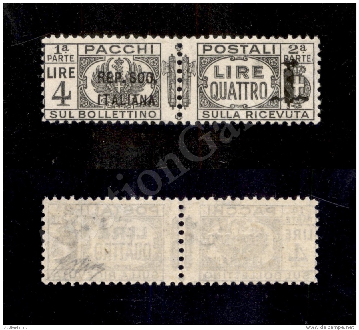 1944 - 4 Lire (45a - Pacchi Postali) Con Soprastampa Corta - Nuovo Con Gomma Integra (1.125) - Autres & Non Classés