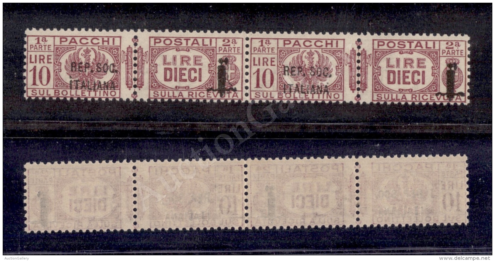 1944 - Coppia Del 10 Lire (46/46a - Pacchi Postali) Con Le Due Diverse Soprastampe - Nuova Con Gomma Integra... - Andere & Zonder Classificatie
