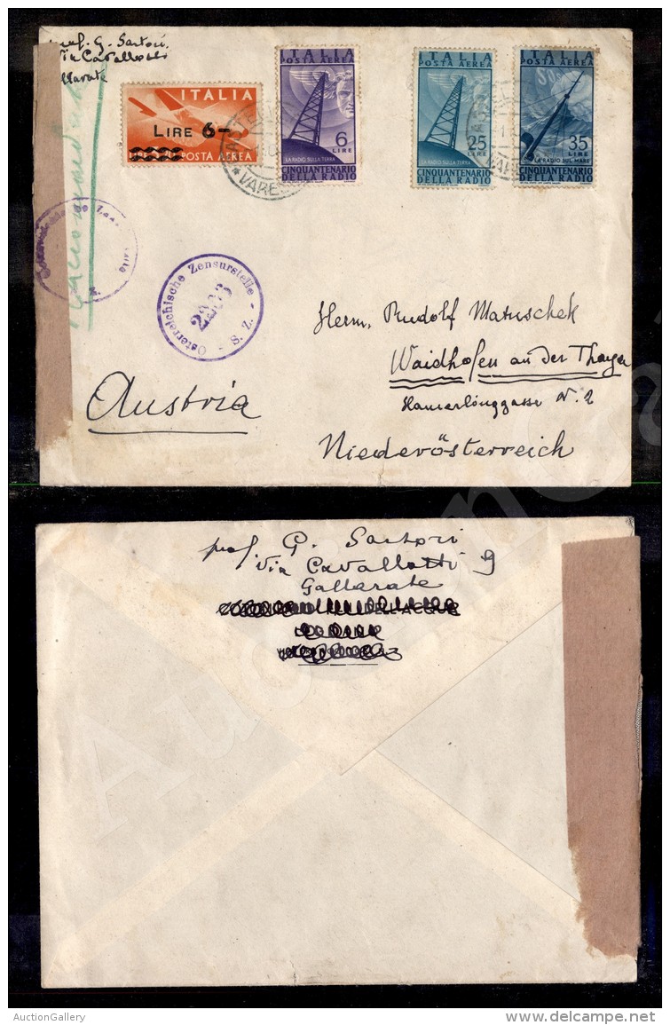 Raccomandata Da Varese Per L&rsquo;Austria Del 1.10.47 (136 + Radio 136 + 139 + 140 - Aerea) - Censure - Autres & Non Classés