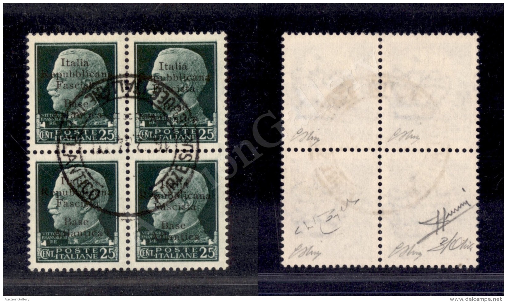 1943 - Quartina Del 25 Cent (9/9g) Con L Diversa Nel Pezzo Superiore Sinistro - Forze Subacque Italiane In... - Autres & Non Classés