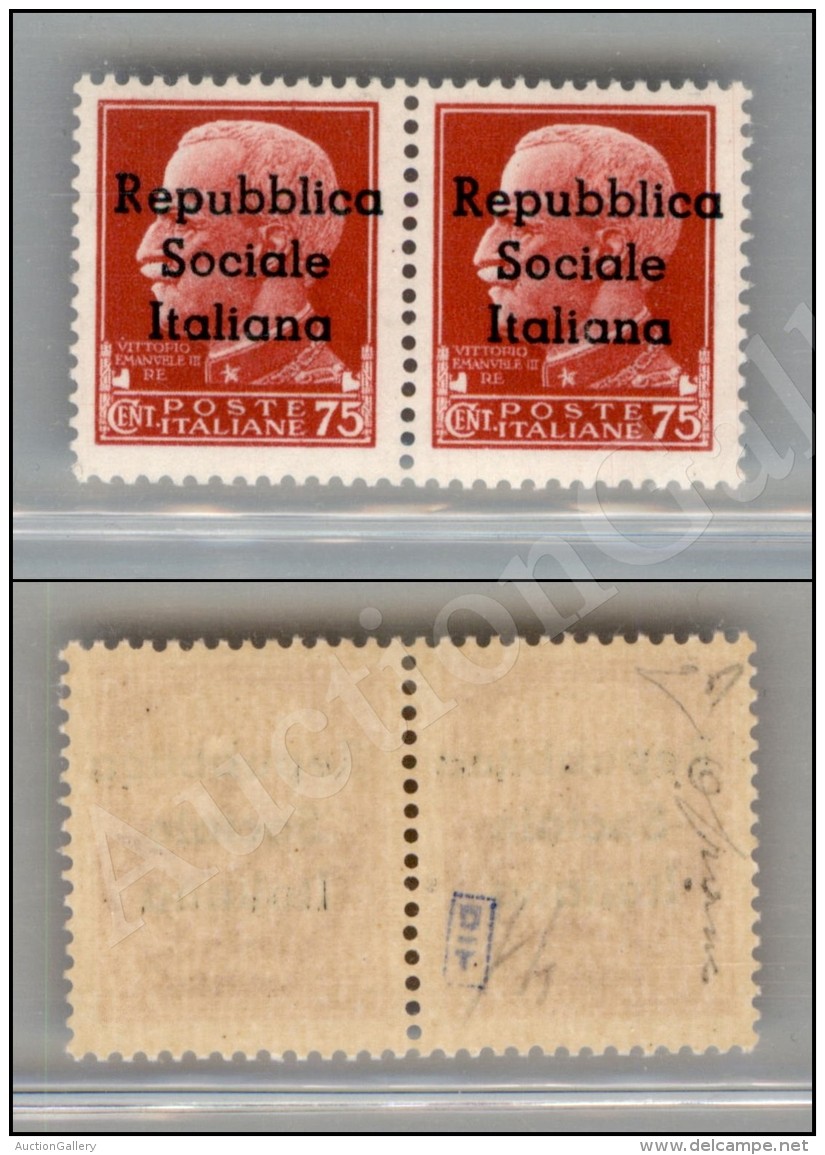 Teramo - 1944 - Coppia Del 75 Cent (7 + 7l) Con U Piccolo Nel Pezzo Di Sinistra - Nuova Con Gomma Integra (1.400) - Autres & Non Classés