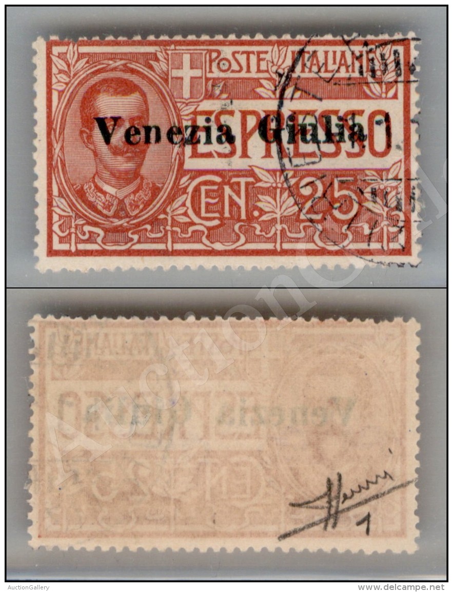 1919 - 25 Cent (1 - Espressi) Usato Nel Giorno D&rsquo;emissione - Trieste 1.1.19 (350+) - Other & Unclassified
