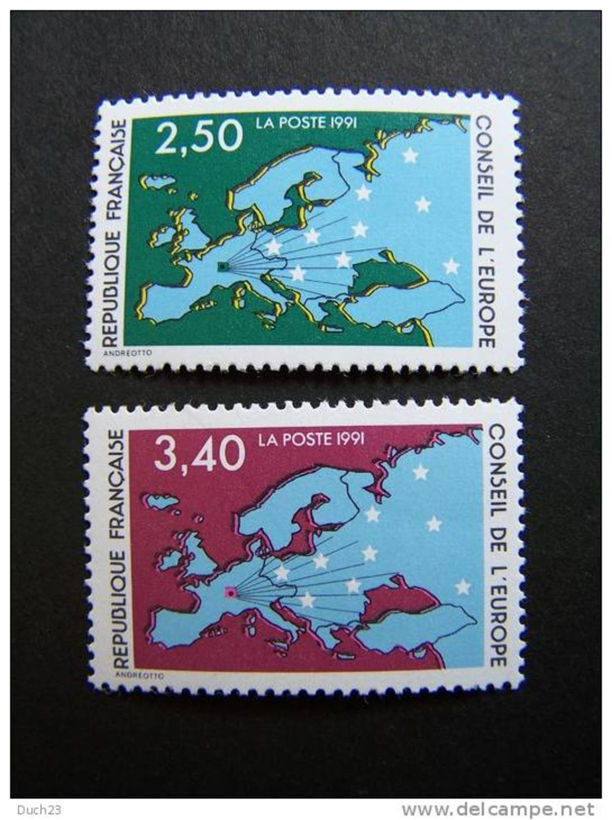 FRANCE TIMBRES DE SERVICE NEUF ** SANS CHARNIERE N°106.107 CONSEIL DE L´EUROPE 1991 - Neufs