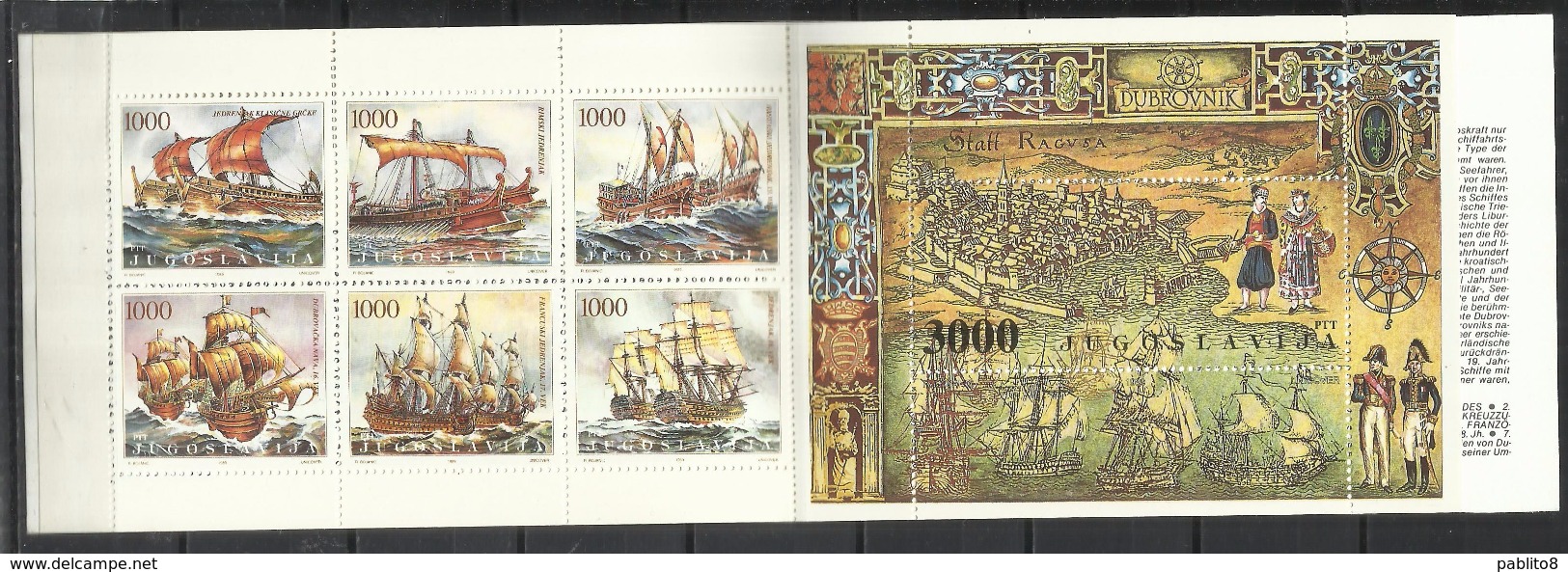 1989 YUGOSLAVIA JUGOSLAVIA JUGOSLAVIJA RAGUSA DUBROVNIK BOOKLET LIBRETTO CARNET MNH - Markenheftchen