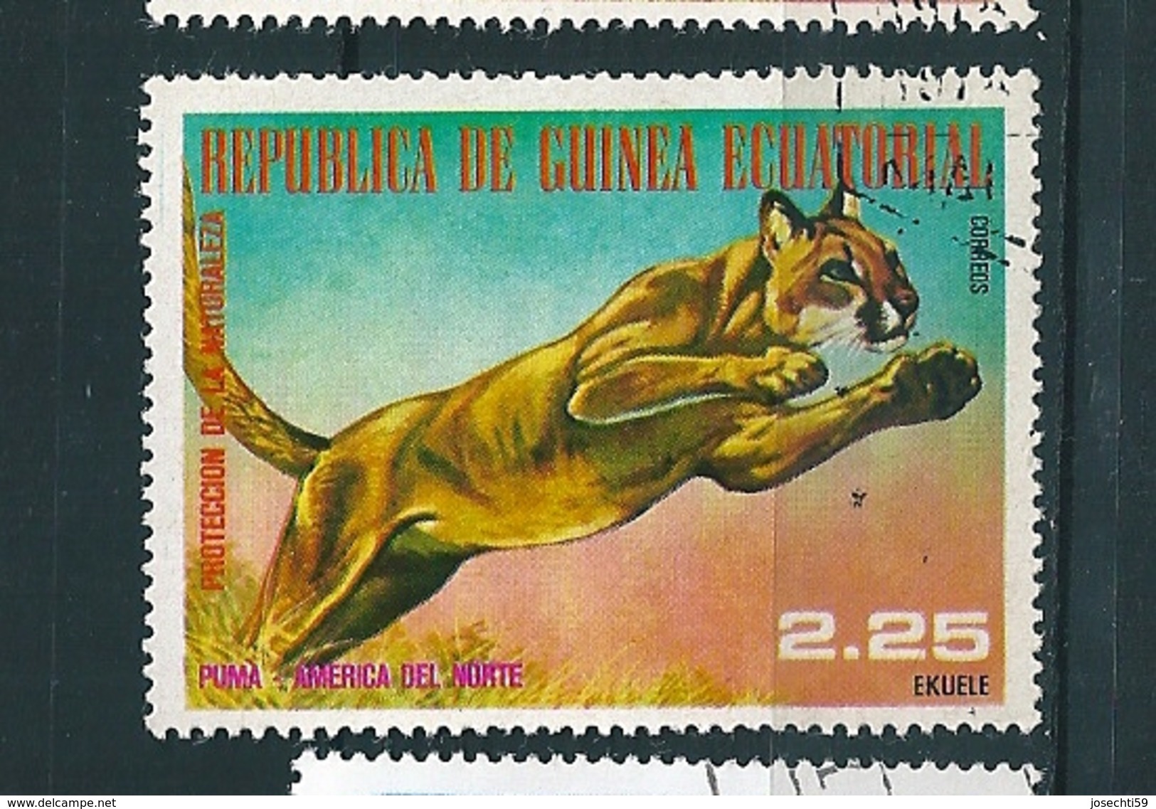 N° 108E Puma D' Amérique Du Nord TIMBRE Guinée équatoriale (1977) Oblitéré - Guinée Equatoriale