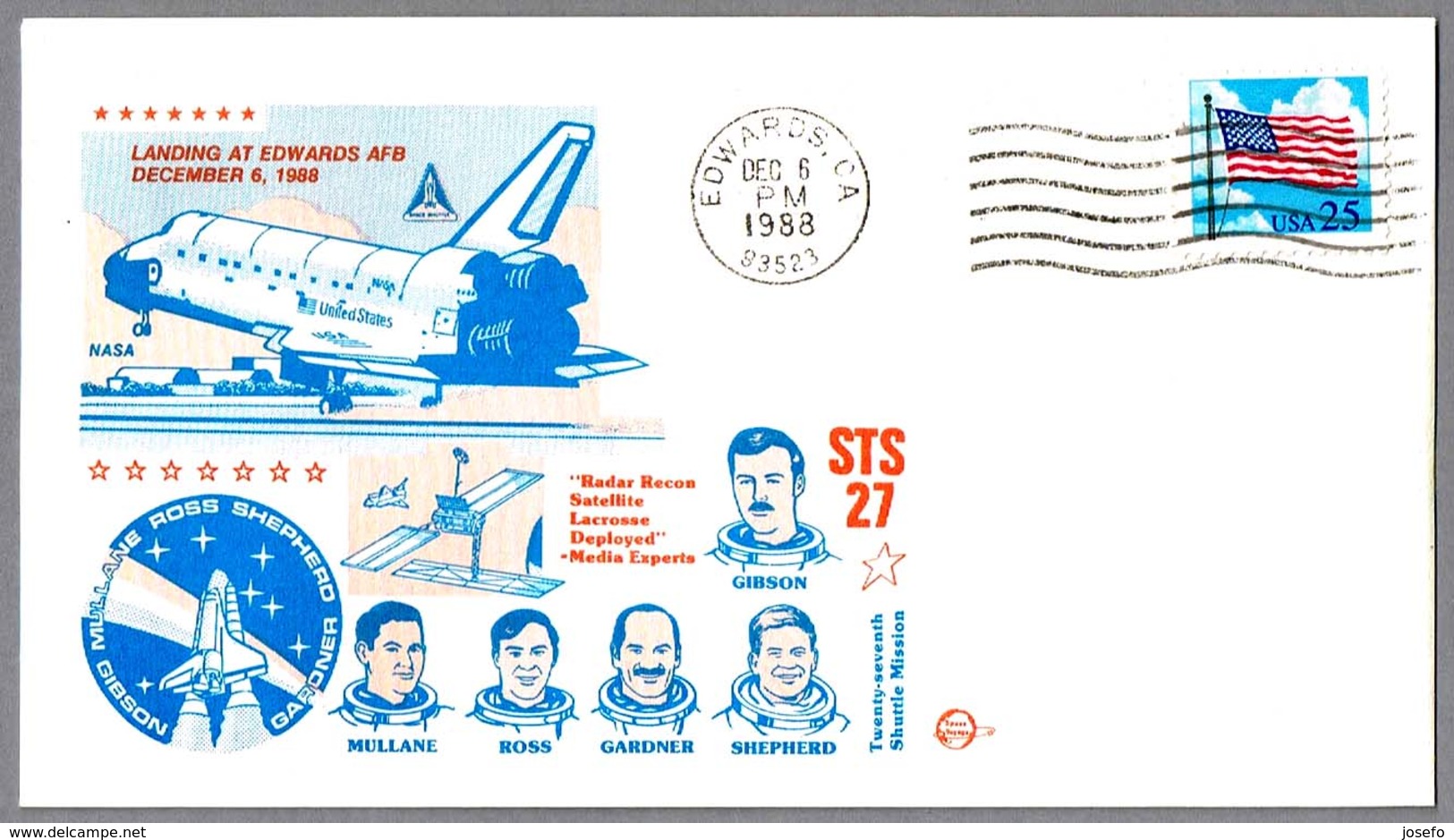 LANDING STS-27 SHUTTLE MISSION. Edwards CA 1988 - United States