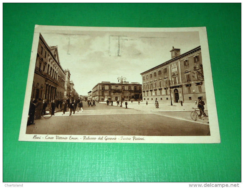 Cartolina Bari - Corso Vittorio Emanuele - Palazzo Del Governo - Teatro Piccini - Bari